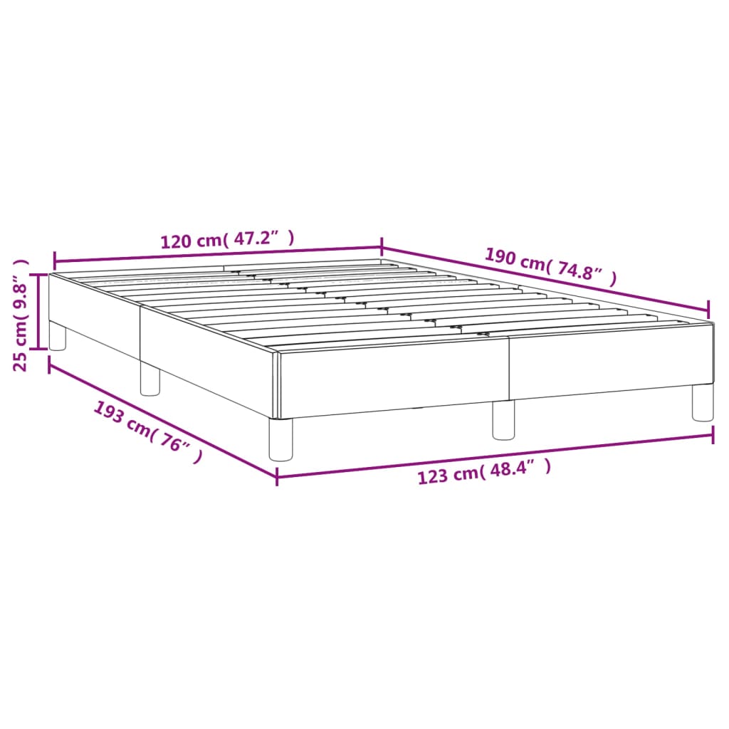 Bed Frame Grey 120x190 cm Small Double Faux Leather