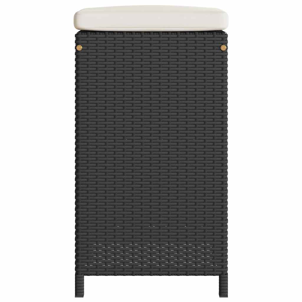 Garden Bar Stools with Cushions 2 pcs Black Poly Rattan