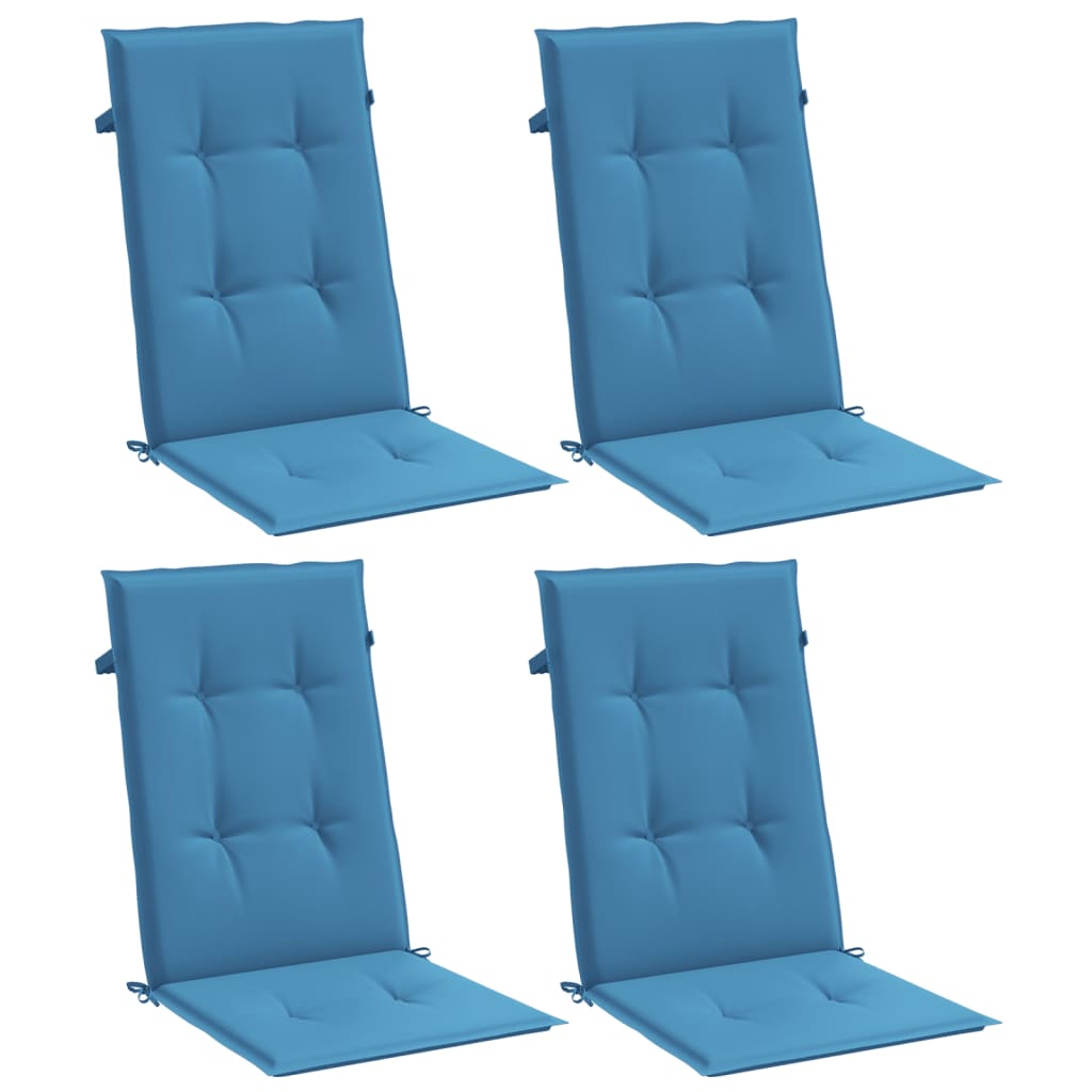 Highback Chair Cushions 4 pcs Melange Blue 120x50x4 cm Fabric