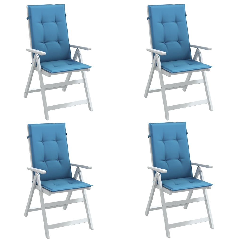 Highback Chair Cushions 4 pcs Melange Blue 120x50x4 cm Fabric