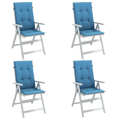 Highback Chair Cushions 4 pcs Melange Blue 120x50x4 cm Fabric