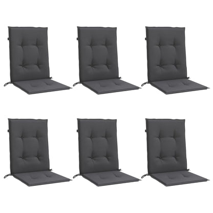 Lowback Chair Cushions 6 pcs Melange Anthracite 100x50x4 cm Fabric