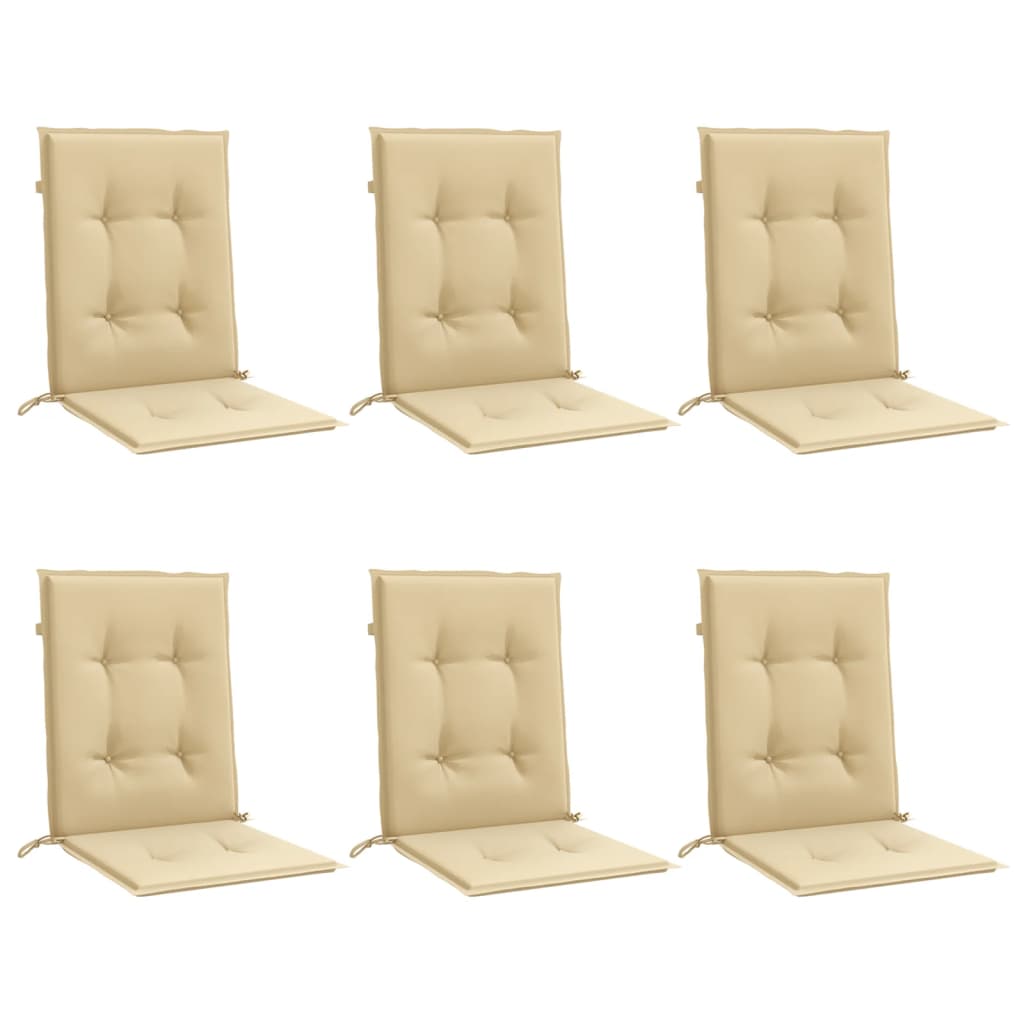 Lowback Chair Cushions 6 pcs Melange Beige 100x50x4 cm Fabric