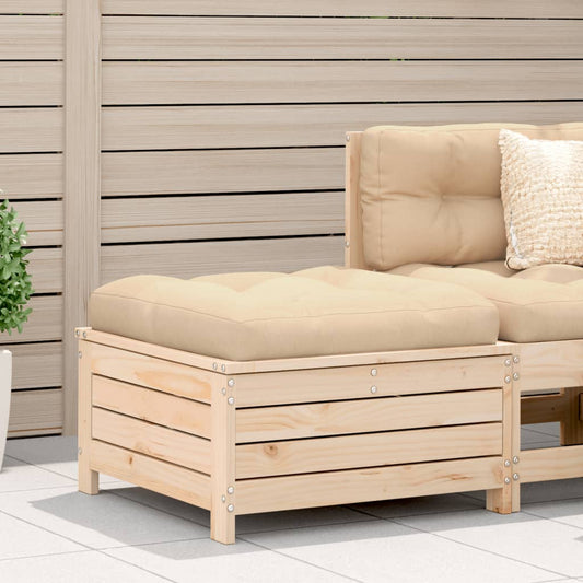 Garden Footstool with Cushion Solid Wood Pine