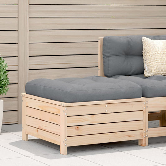 Garden Footstool with Cushion Solid Wood Pine