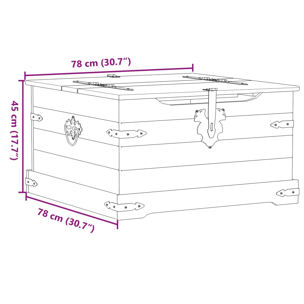 Storage Box Corona 78x78x45 cm Solid Wood Pine