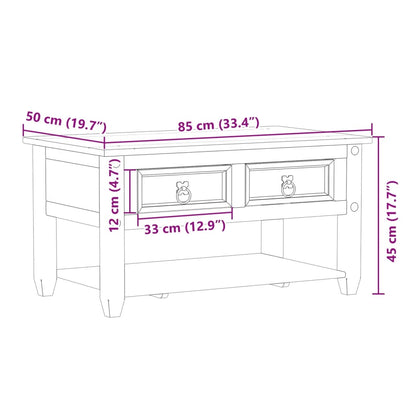 Coffee Table with Drawers Corona 85x50x45 cm Solid Wood Pine