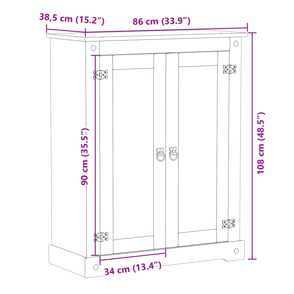 Shoe Cabinet Corona 86x38.5x108 cm Solid Wood Pine