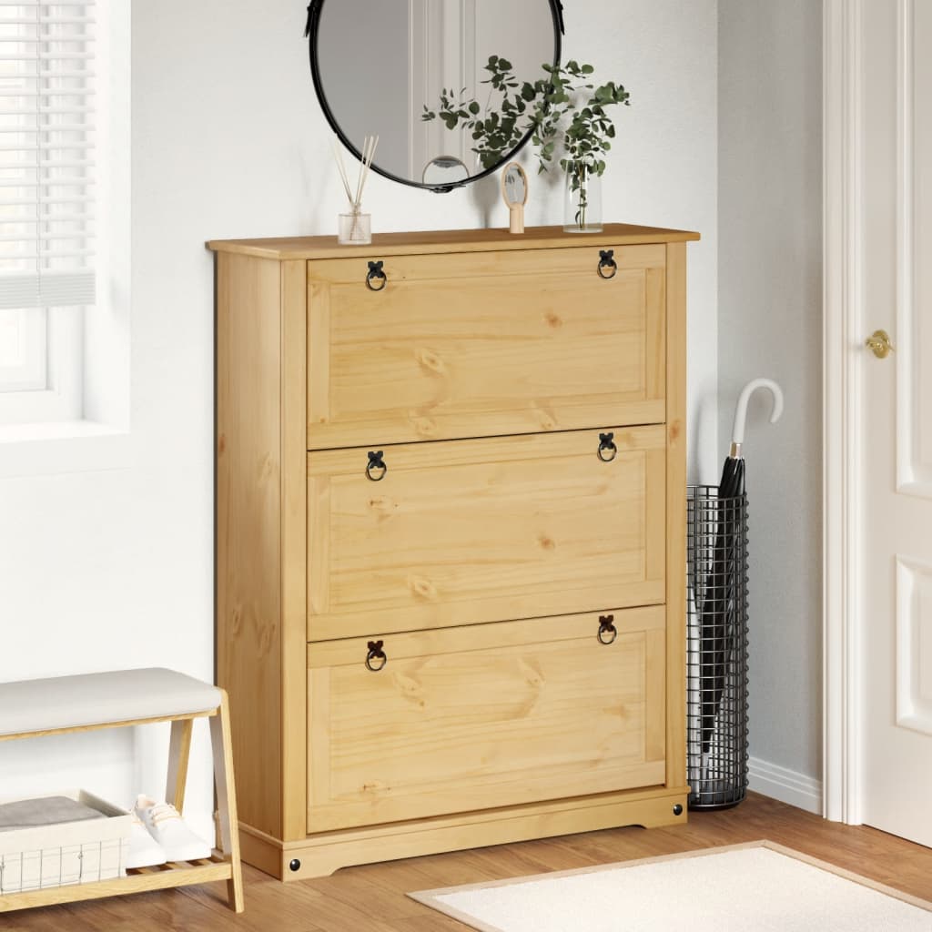 Shoe Cabinet Corona 99x32x124.5 cm Solid Wood Pine