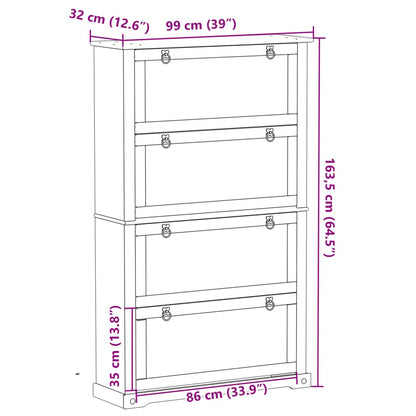 Shoe Cabinet Corona 99x32x163.5 cm Solid Wood Pine