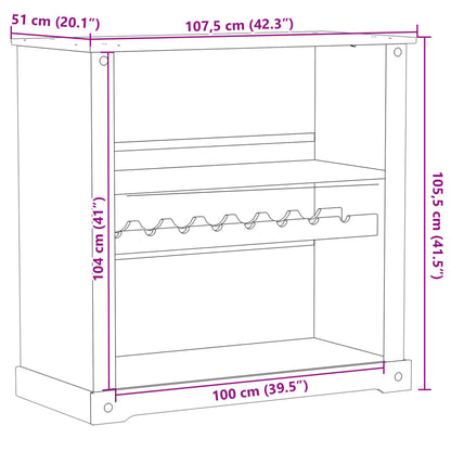 Wine Cabinet Corona 107.5x51x105.5 cm Solid Wood Pine