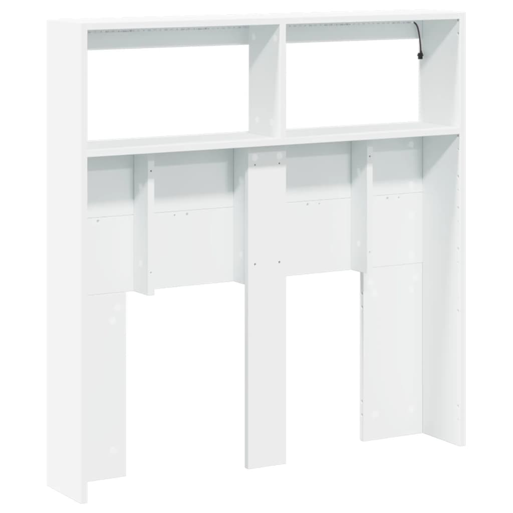 Headboard Cabinet with LED White 100x17x102 cm