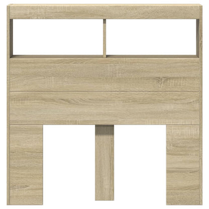 Headboard Cabinet with LED Sonoma Oak 100x17x102 cm