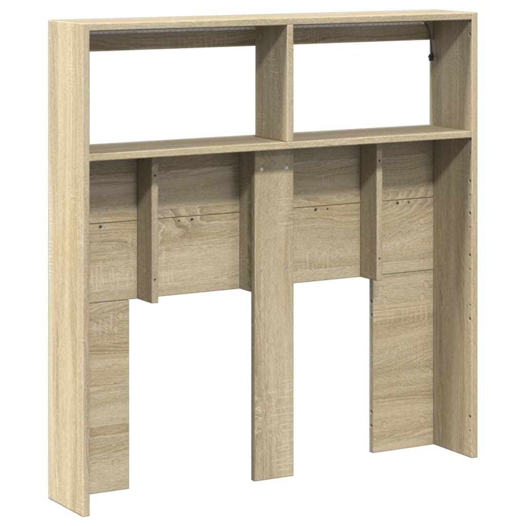 Headboard Cabinet with LED Sonoma Oak 100x17x102 cm