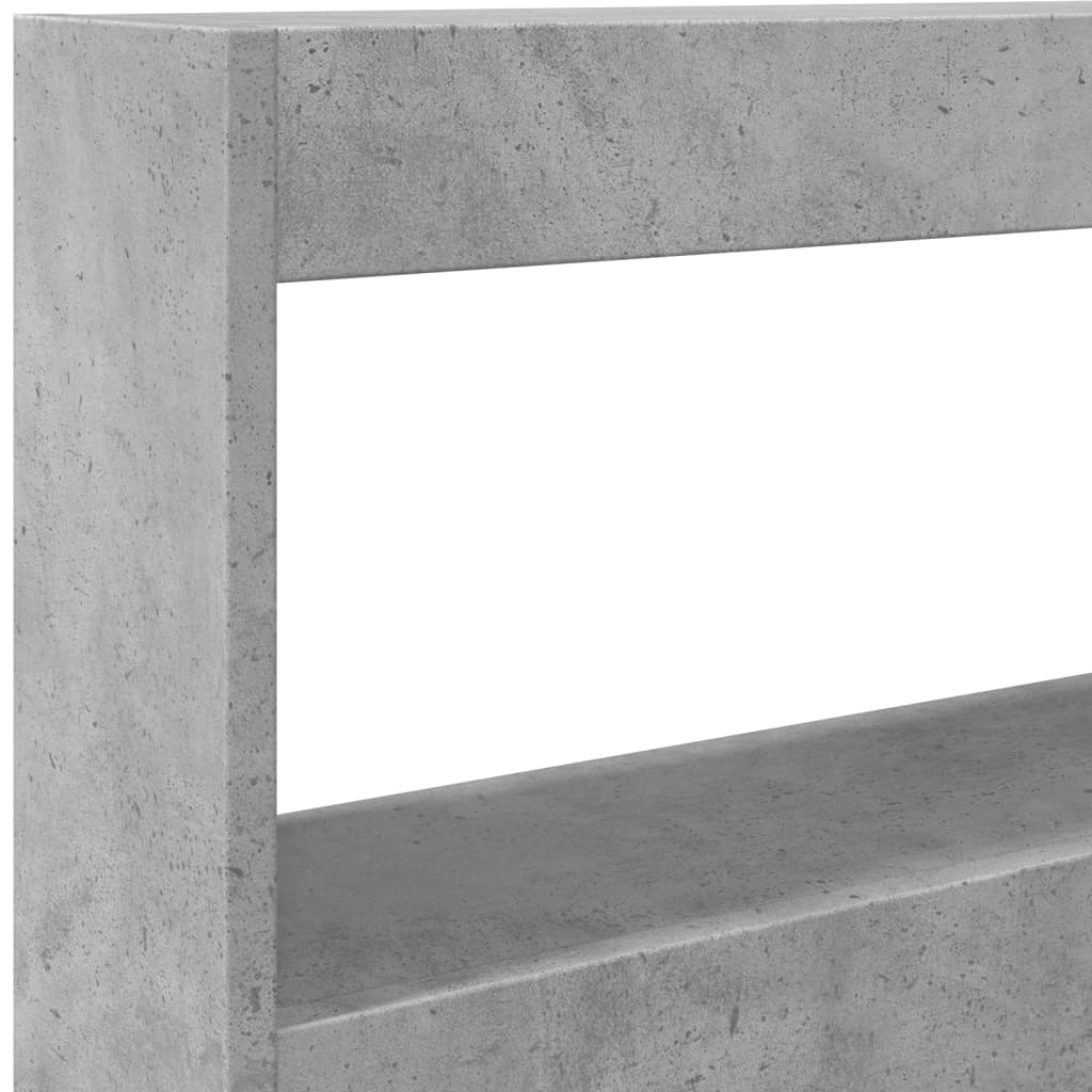 Headboard Cabinet with LED Concrete Grey 100x17x102 cm