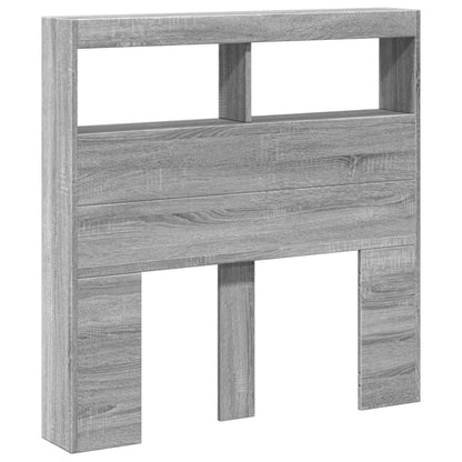 Headboard Cabinet with LED Grey Sonoma 100x17x102 cm