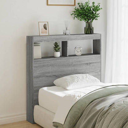 Headboard Cabinet with LED Grey Sonoma 100x17x102 cm