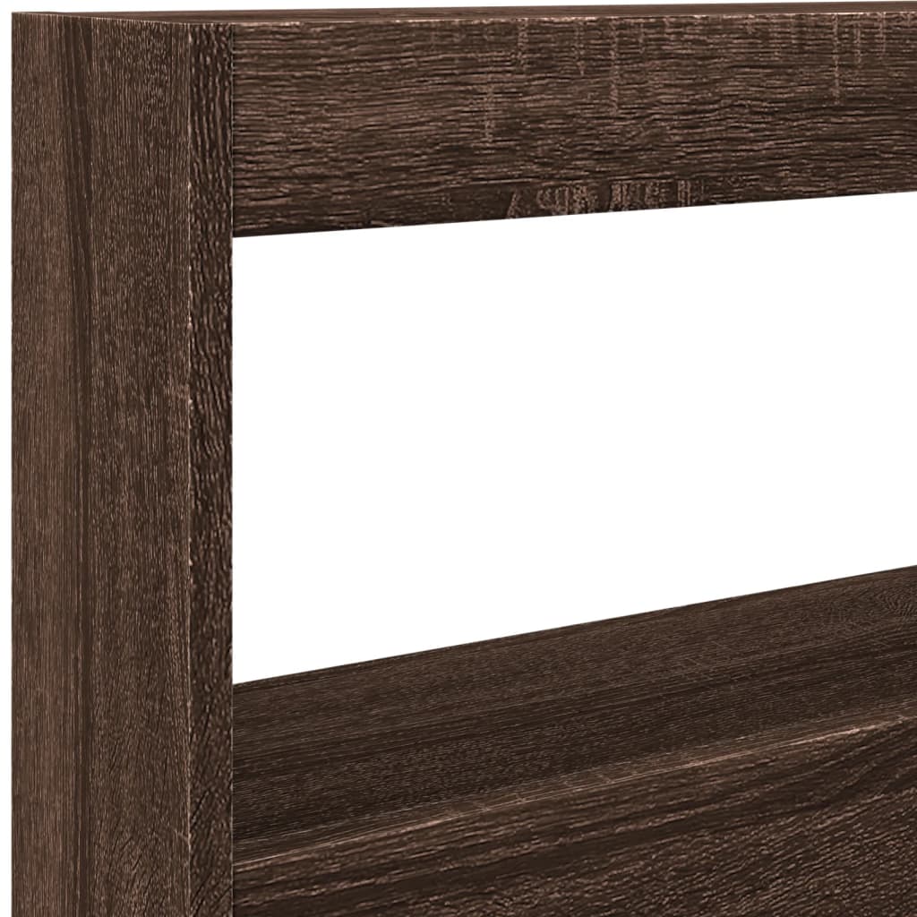 Headboard Cabinet with LED Brown Oak 100x17x102 cm