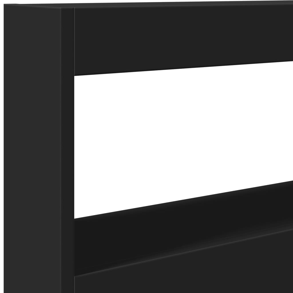 Headboard Cabinet with LED Black 120x17x102 cm