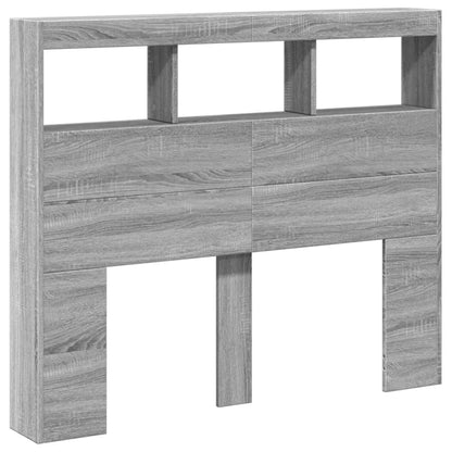 Headboard Cabinet with LED Grey Sonoma 120x17x102 cm