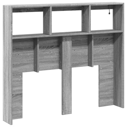 Headboard Cabinet with LED Grey Sonoma 120x17x102 cm