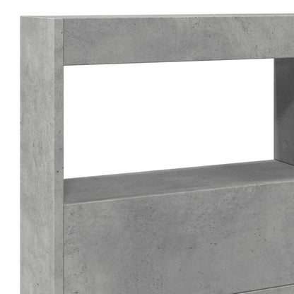 Headboard Cabinet with LED Concrete Grey 140x17x102 cm