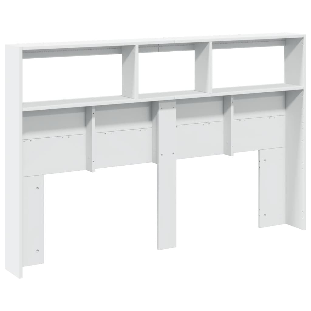 Headboard Cabinet with LED White 160x17x102 cm