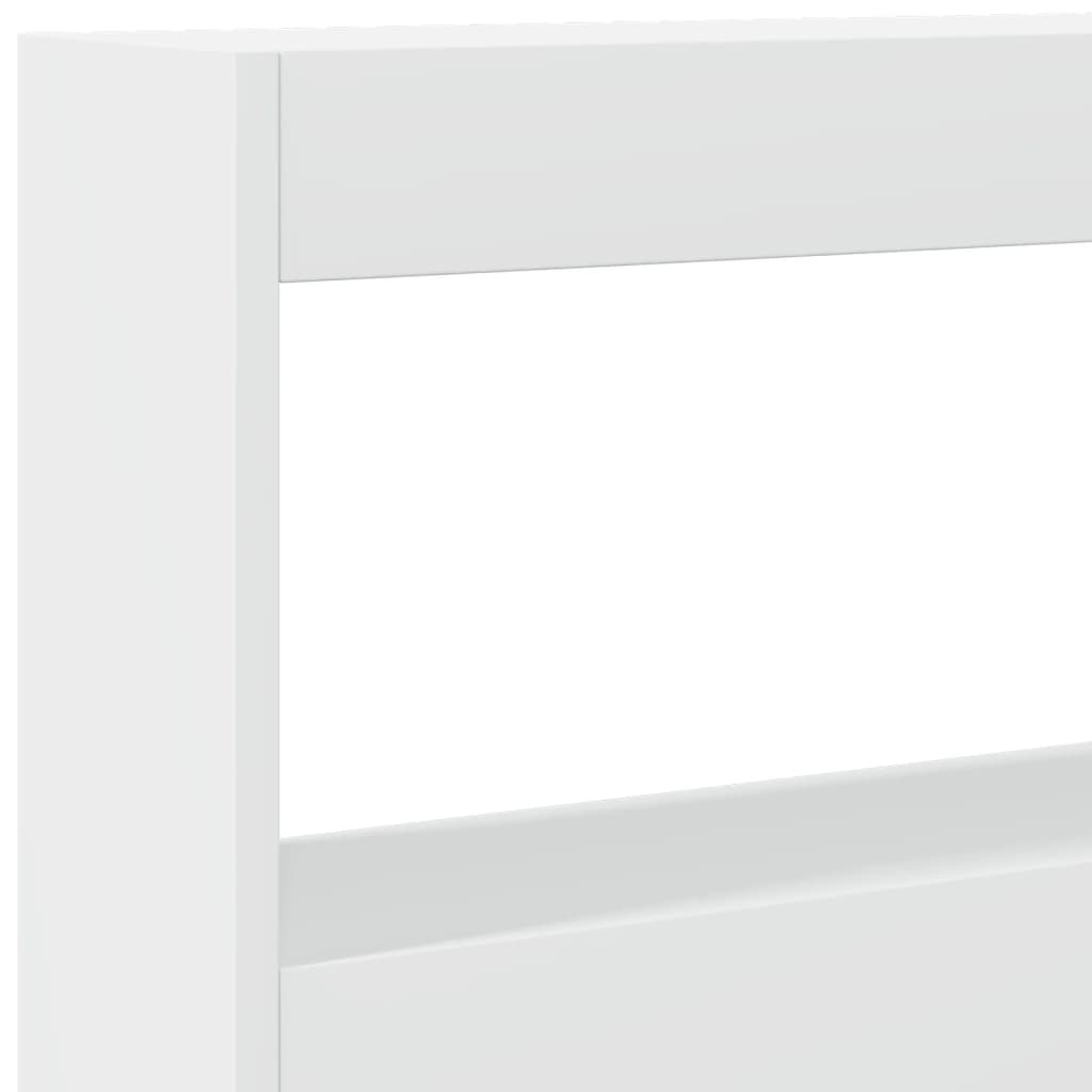 Headboard Cabinet with LED White 160x17x102 cm