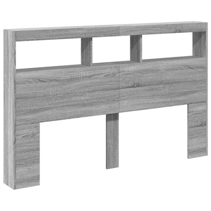 Headboard Cabinet with LED Grey Sonoma 160x17x102 cm