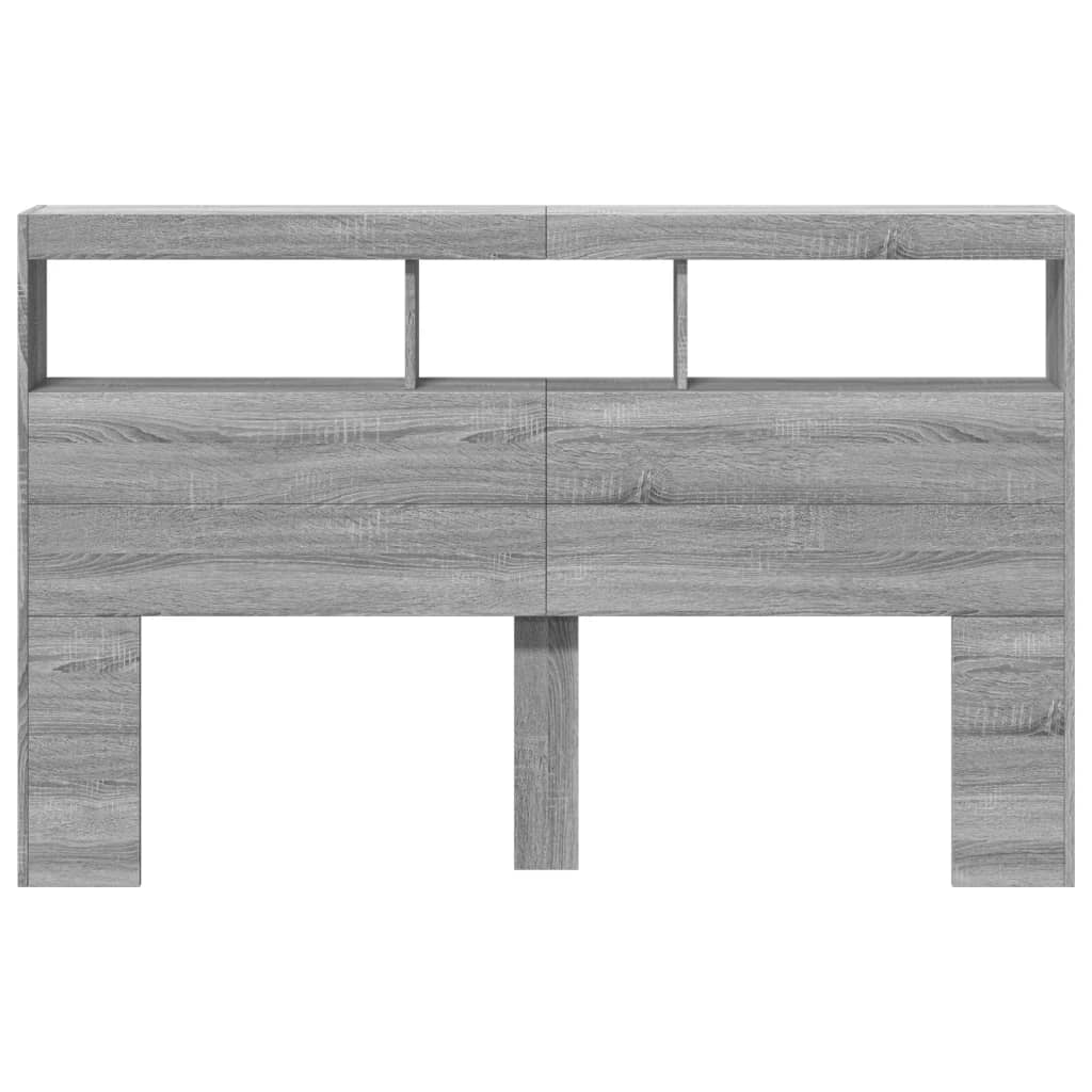 Headboard Cabinet with LED Grey Sonoma 160x17x102 cm