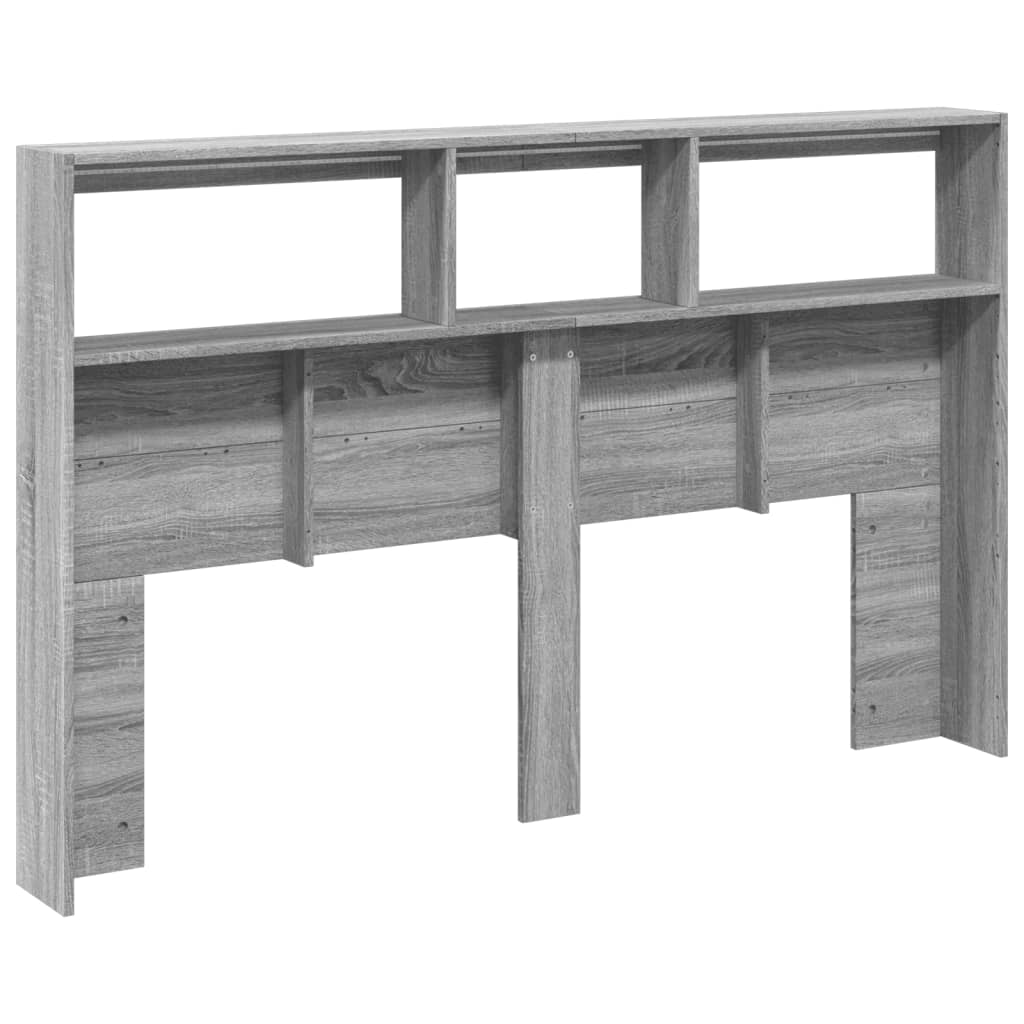 Headboard Cabinet with LED Grey Sonoma 160x17x102 cm