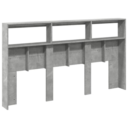 Headboard Cabinet with LED Concrete Grey 180x17x102 cm