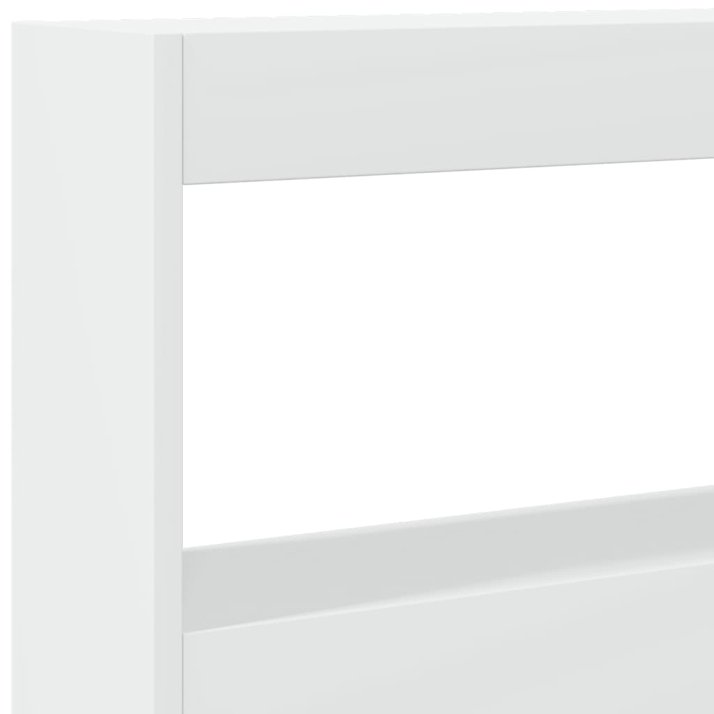 Headboard Cabinet with LED White 200x17x102 cm