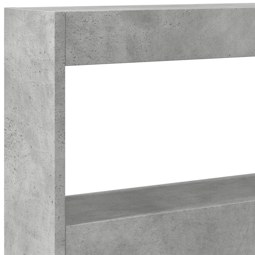 Headboard Cabinet with LED Concrete Grey 200x17x102 cm