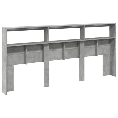 Headboard Cabinet with LED Concrete Grey 220x17x102 cm