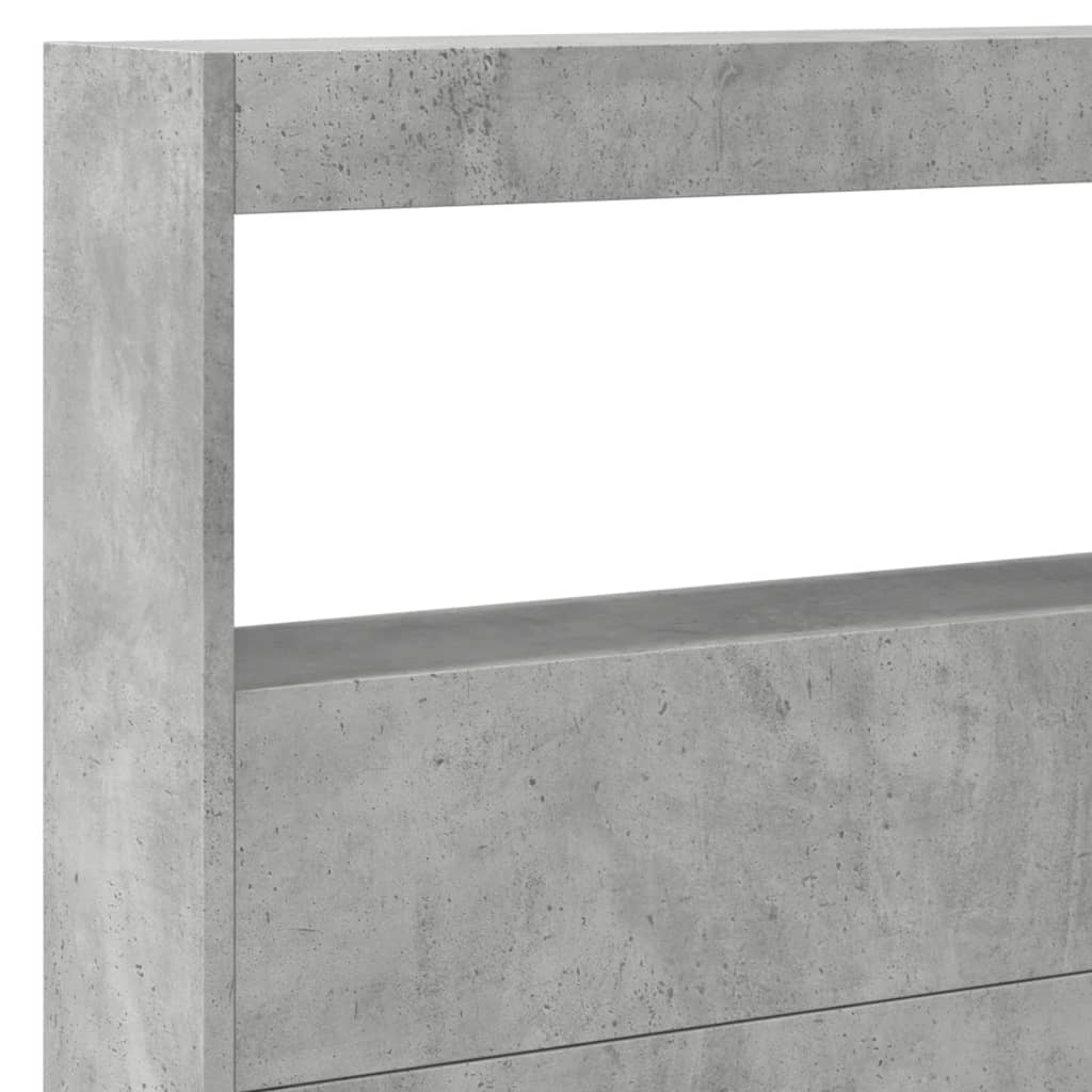 Headboard Cabinet with LED Concrete Grey 220x17x102 cm