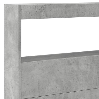 Headboard Cabinet with LED Concrete Grey 220x17x102 cm