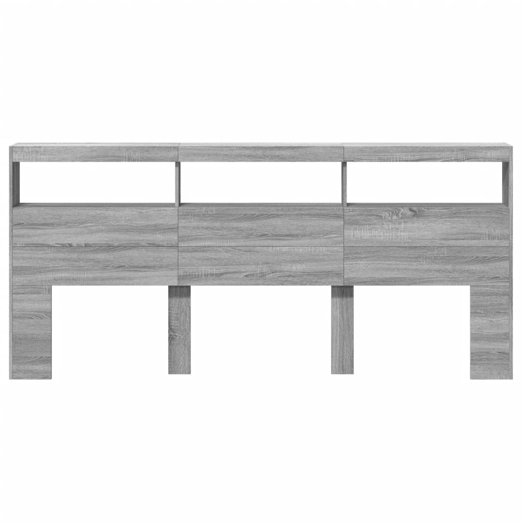 Headboard Cabinet with LED Grey Sonoma 220x17x102 cm