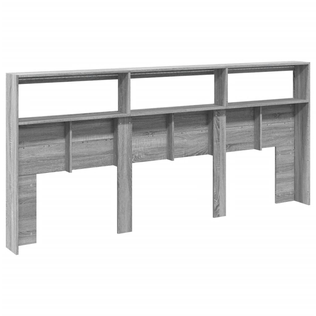 Headboard Cabinet with LED Grey Sonoma 220x17x102 cm