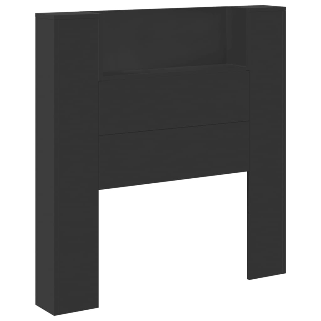 Headboard Cabinet with LED Black 100x16.5x103.5 cm