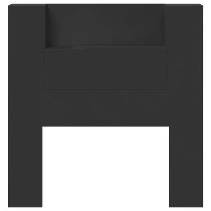 Headboard Cabinet with LED Black 100x16.5x103.5 cm