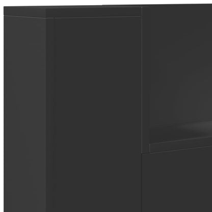 Headboard Cabinet with LED Black 100x16.5x103.5 cm