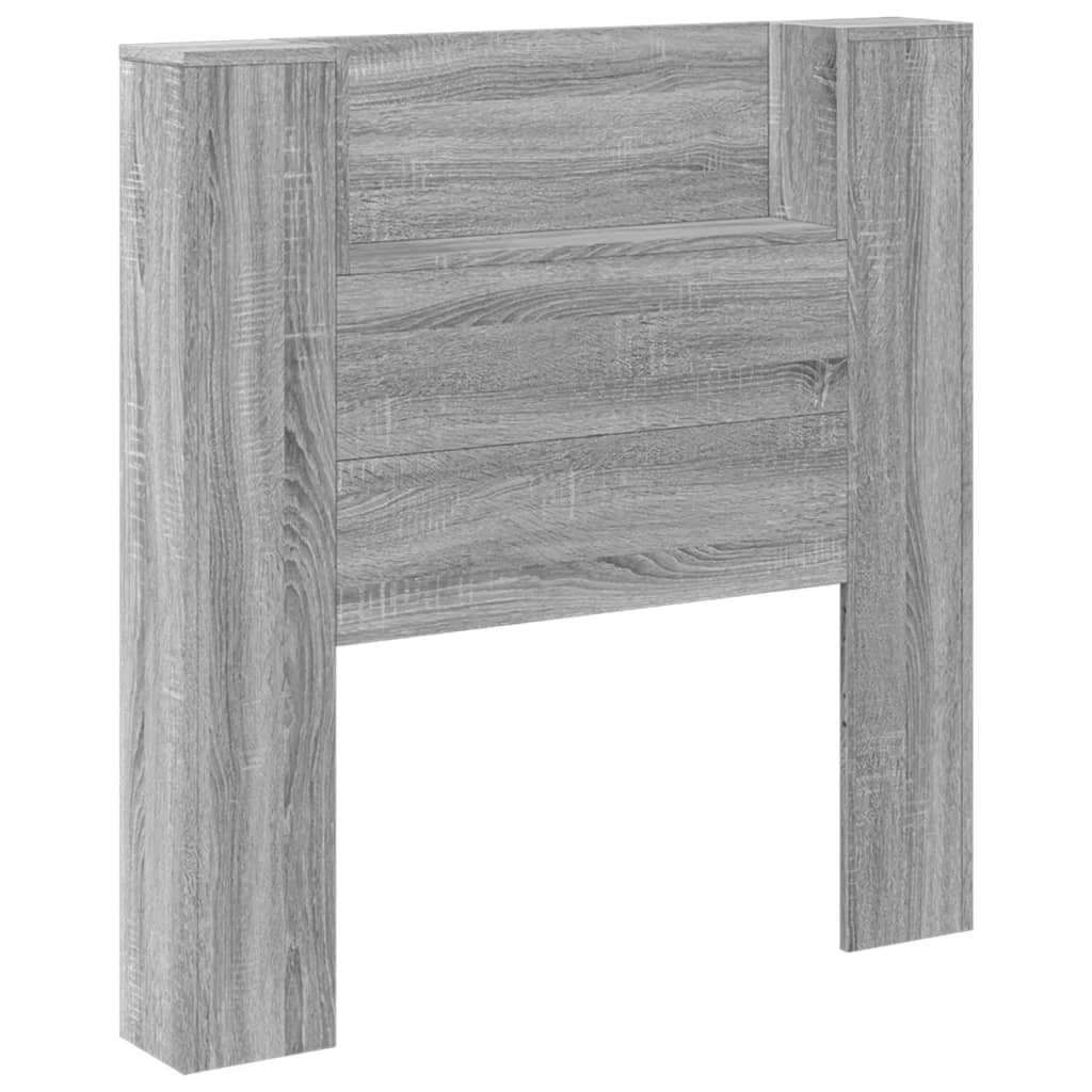 Headboard Cabinet with LED Grey Sonoma 100x16.5x103.5 cm