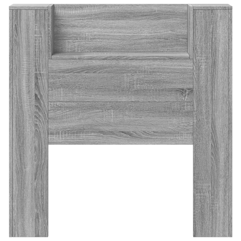 Headboard Cabinet with LED Grey Sonoma 100x16.5x103.5 cm