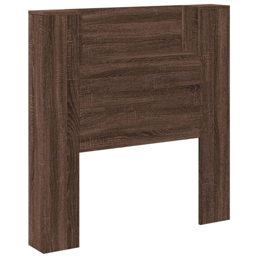 Headboard Cabinet with LED Brown Oak 100x16.5x103.5 cm