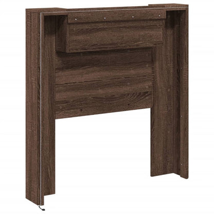 Headboard Cabinet with LED Brown Oak 100x16.5x103.5 cm