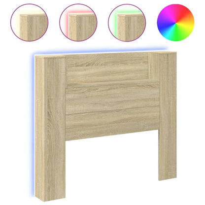 Headboard Cabinet with LED Sonoma Oak 120x16.5x103.5 cm