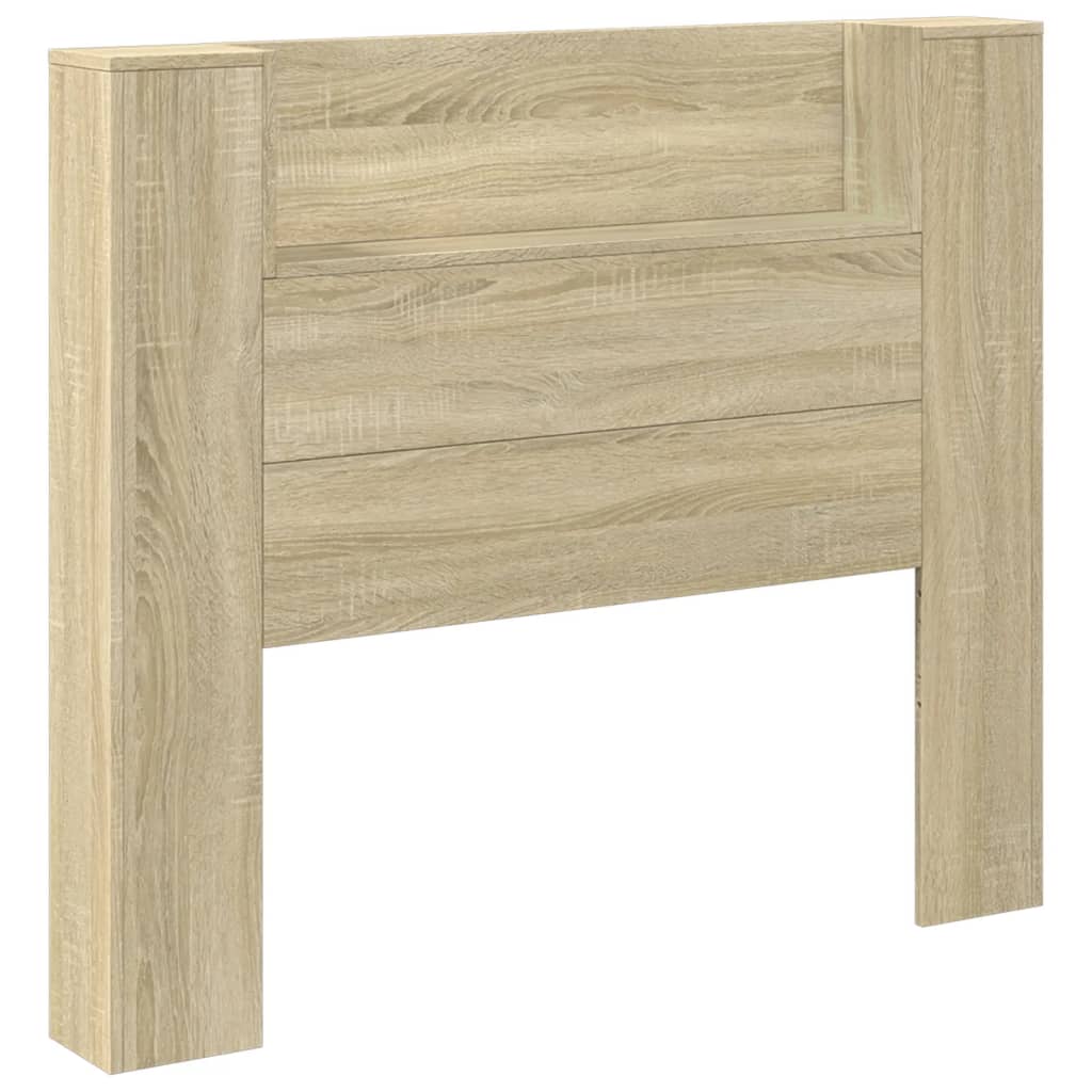 Headboard Cabinet with LED Sonoma Oak 120x16.5x103.5 cm