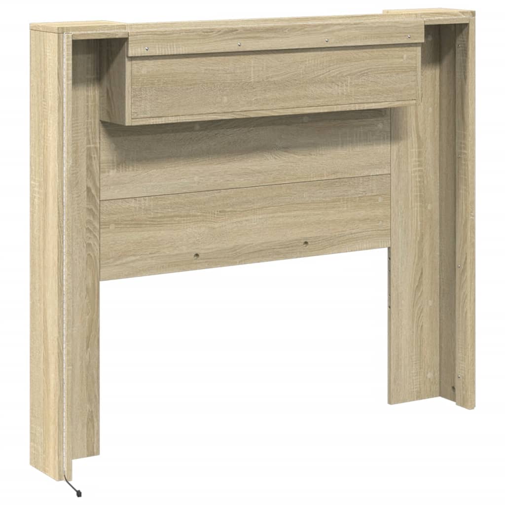 Headboard Cabinet with LED Sonoma Oak 120x16.5x103.5 cm