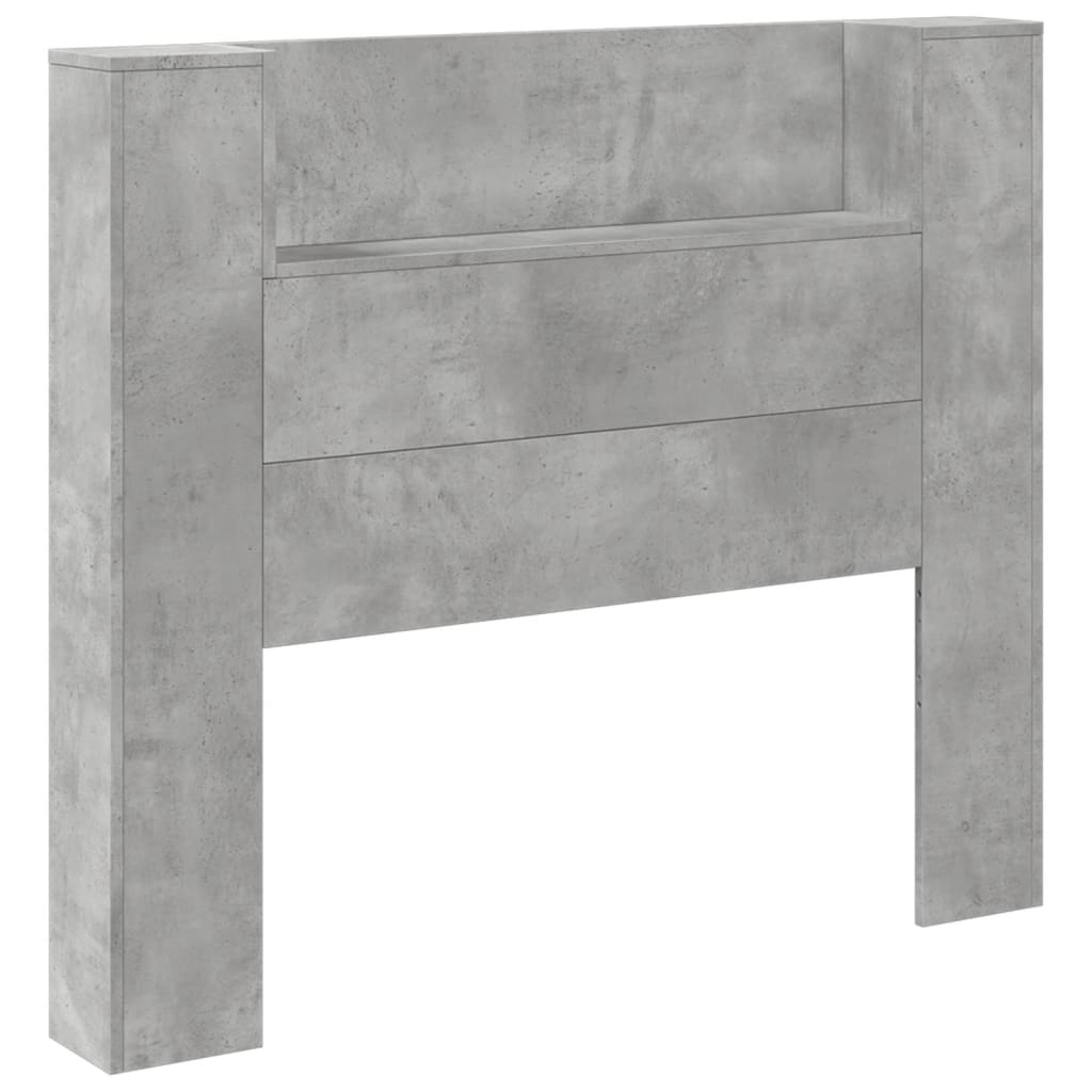 Headboard Cabinet with LED Concrete Grey 120x16.5x103.5 cm